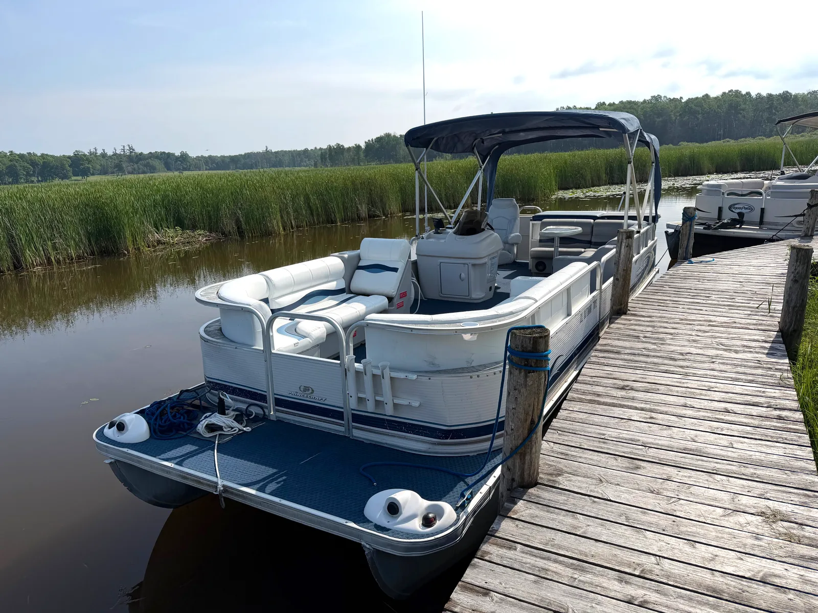 Boats tied at the dock